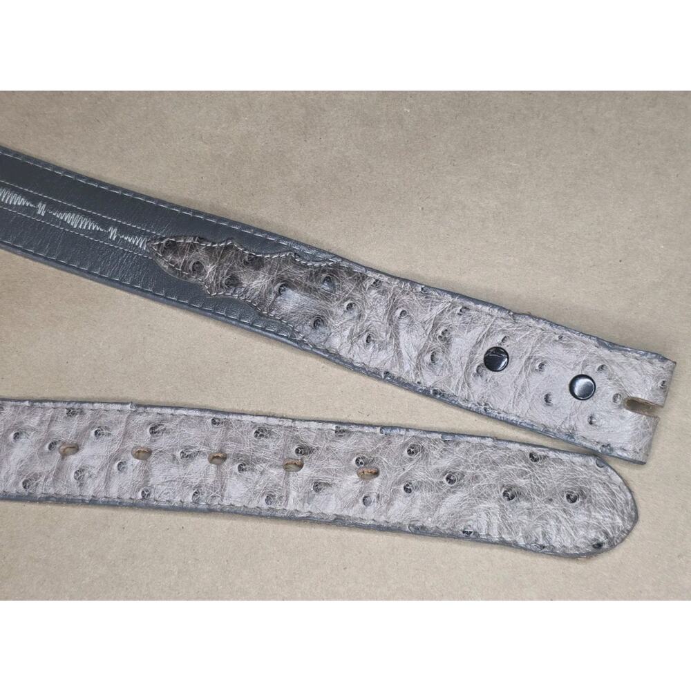 Tony Lama Men's SZ 38 Gray Ostrich Print Belt Western Rodeo NO BUCKLE - Picture 5 of 11